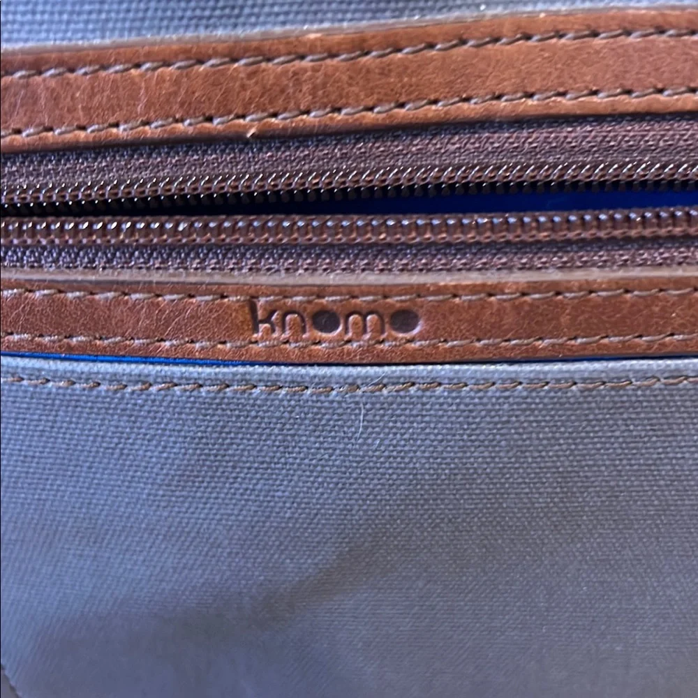 Knomo Brown and Gray Professional Briefcase with Leather Accents